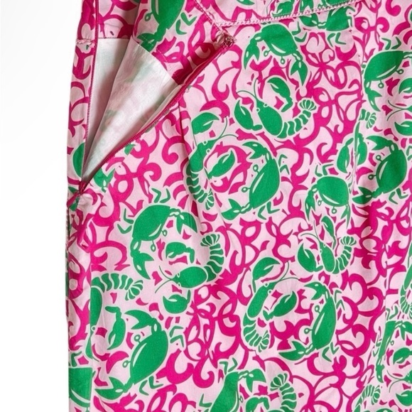 L.L Bean Womens 10 Skirt Seacoast Crab Lobster Print Pink Zip Pockets Nautical - Picture 5 of 10